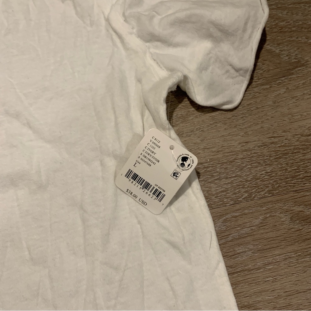 NWT We the Free Free People Nina White V-Neck Cotton T-Shirt Size L - Picture 7 of 7